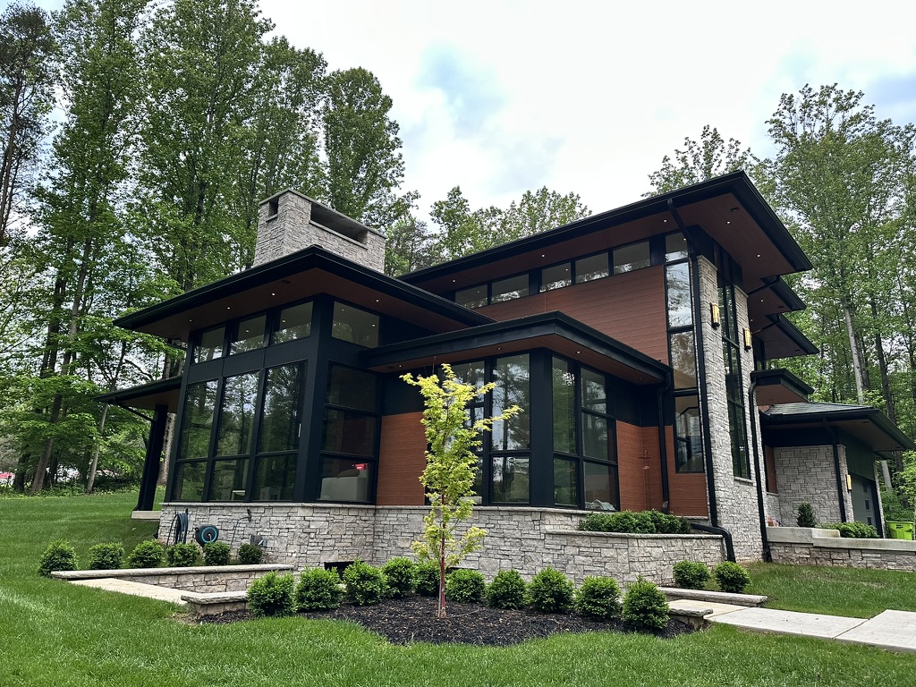 Finished drainage, grading, sod, and landscape installation at a Northern Virginia home